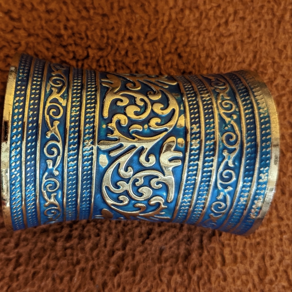 Blue Brass Cuff